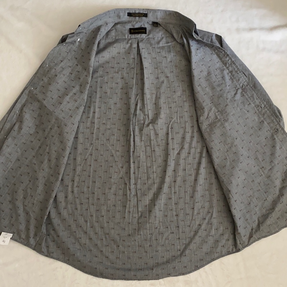 Allen Edmonds | Plaid Wrinkle Free Cotton Button Down Shirt Gray/Grey (L) - Picture 9 of 16